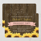 ZWART PINK RUSTIC SUNFLOWER ENGAGTY KAART (Voorkant / Achterkant)