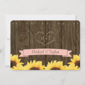 ZWART PINK RUSTIC SUNFLOWER ENGAGTY KAART (Achterkant)