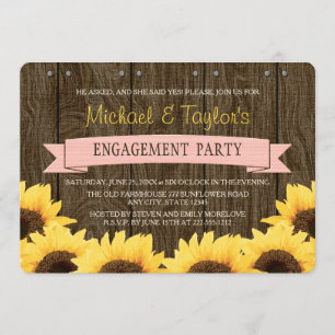 ZWART PINK RUSTIC SUNFLOWER ENGAGTY KAART