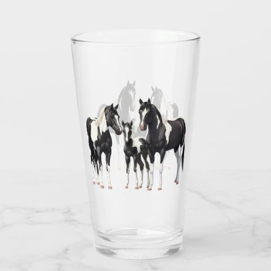 Zwart Pinto Paint Quarter Paarden Glas (Achterkant)