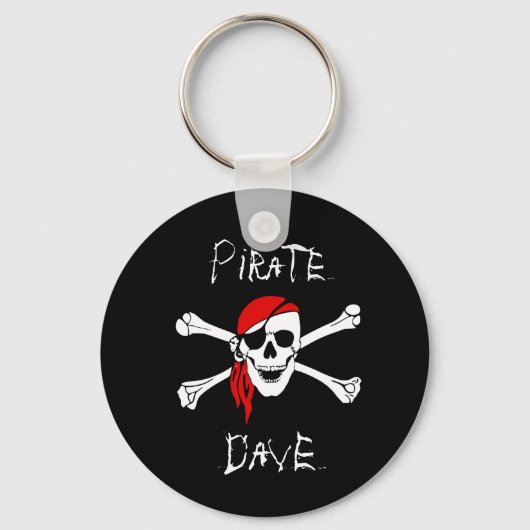 Zwart Pirate Skull Crossbones Sleutelhanger Gift (Voorkant)