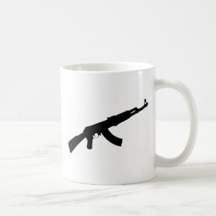 zwart pistool ak 47 pictogram koffiemok