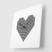 Zwart pixelhart vierkante klok (Hoek)