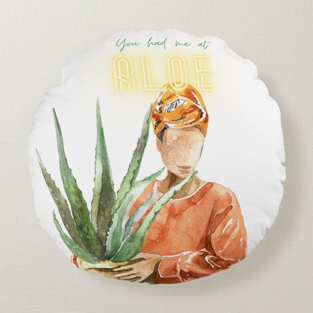 Zwart Plant Lover Rond Kussen (Voorkant)