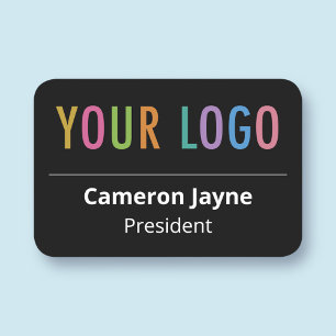 Zwart Plastic Naam Tag Pin of Magnet Custom Logo