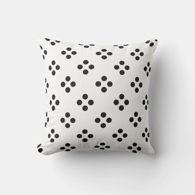 Zwart poka Dot Geometric Pattern White Cadeaudecor Buitenkussen (Voorkant)