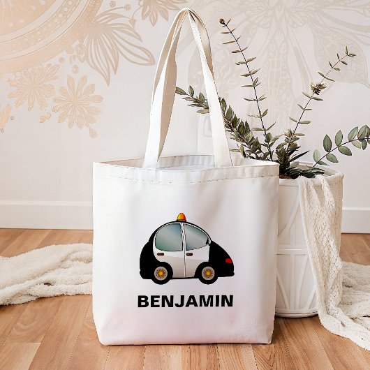 Zwart Politieauto Kinder Tote Bag