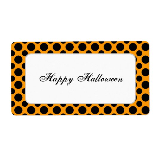 Zwart Polka Dot Custom Halloween Label (Voorkant)