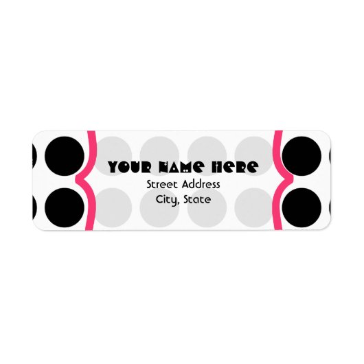 Zwart Polka Dot Fancy adreslabel Etiket (Voorkant)