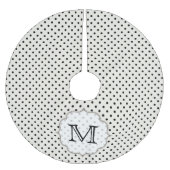 Zwart Polka Dot Polkad Monogram Initialen boomrok Kerstboom Rok (Voorkant)