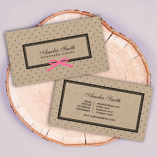 Zwart Polka Dot Roze Lint Social Media Kraft Visitekaartje