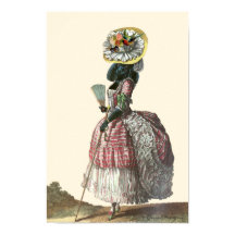 Zwart portret in Marie Antoinette Costume Print