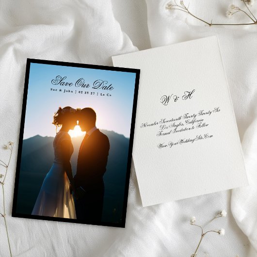Zwart Premium Script Classic Photo Black Lijst Save The Date