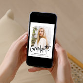 Zwart | Preppy Script Photo Afstuderen Aankondiging