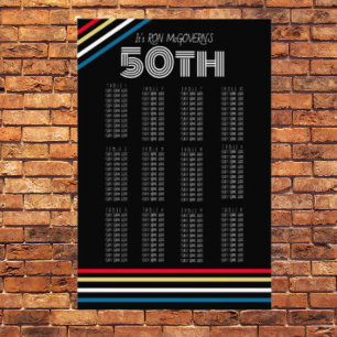 Zwart & Primair 50e Retro Stripe Zitting Grafiek Foto Afdruk