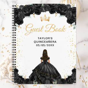 Zwart prinsessen Quinceañera gastenboek Notitieboek