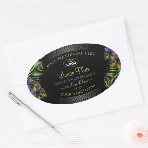 Zwart product Etiketten Geel Paars Hibiscus Logo