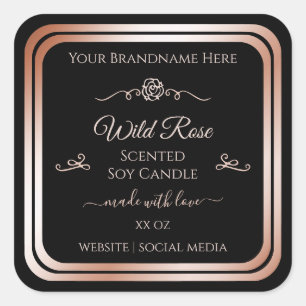 Zwart Product Label Roos Goud Lijst  Bloem