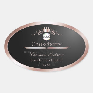 Zwart Product Label Roze Gouden Frame Logo Monogra