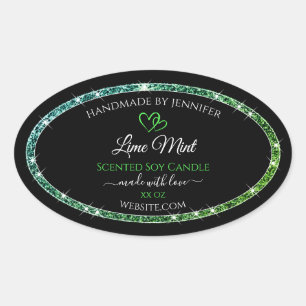Zwart Product Verpakkingslabels Blauwgroen Groen G Ovale Sticker