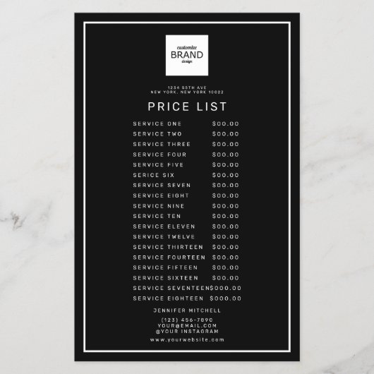 Zwart professioneel logo schoonheidsprijs service flyer (Voorkant)