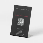 Zwart Professioneel Scannbaar QR Code Menu Reclamebord Met Voetstuk (Voorkant)