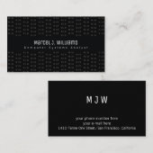 zwart professioneel visitekaartje met initiaalpatr (Voorkant / Achterkant)