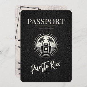 Zwart Puerto Rico paspoort Save The Date