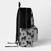 Zwart Pug Dog Mops Design Patroon met Naam Grijs Bedrukte Rugzak (Links)