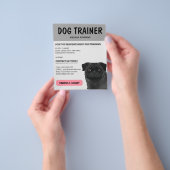 Zwart Pug Dog Trainer Hond Pet Service Grijs Flyer (Hand)