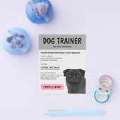 Zwart Pug Dog Trainer Hond Pet Service Grijs Flyer (Enkel)