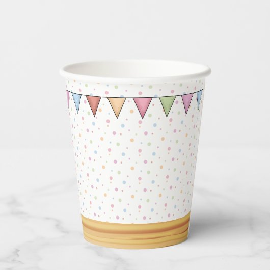 Zwart Pug Hond Kleurrijke Pastels Gelukkige Verjaa Papieren Bekers (Achterkant)