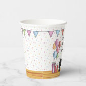 Zwart Pug Hond Kleurrijke Pastels Gelukkige Verjaa Papieren Bekers (Rechts)