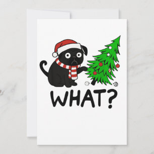 Zwart Pug Kerstcadeau Idee Feestdagenkaart