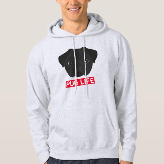 Zwart Pug Life Hoodie (Voorkant)