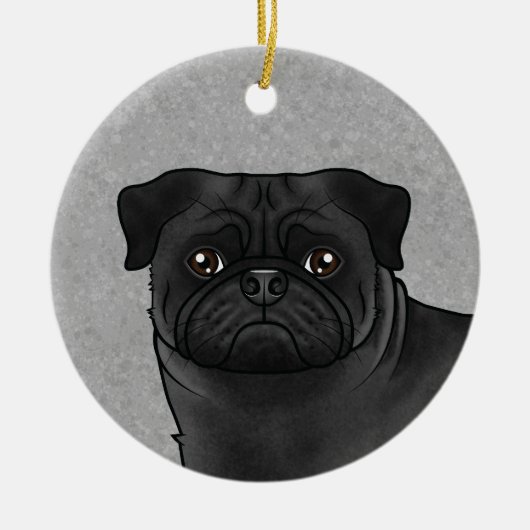 Zwart Pug Mops Hondenras Design Schattige Hondenko Keramisch Ornament (Voorkant)