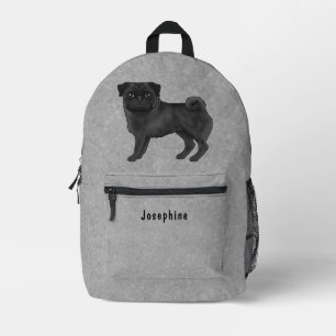 Zwart Pug Mops Hondenrasontwerp met aangepaste tek Bedrukte Rugzak