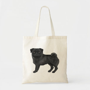 Zwart Pug mopshond ras ontwerp leuke illustratie Tote Bag