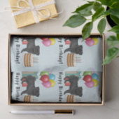 Zwart Pug Schattige Cartoon Dog Kleurrijke Verjaar Tissuepapier (Geschenk)