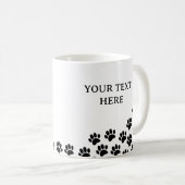 Zwart Puppy Paw Prints met aangepaste tekst Koffiemok (Voorkant rechts)