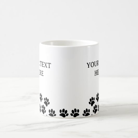 Zwart Puppy Paw Prints met aangepaste tekst Koffiemok (Center)