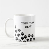 Zwart Puppy Paw Prints met aangepaste tekst Koffiemok (Links)