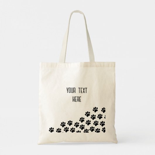 Zwart Puppy Paw Prints met aangepaste tekst Tote Bag (Achterkant)