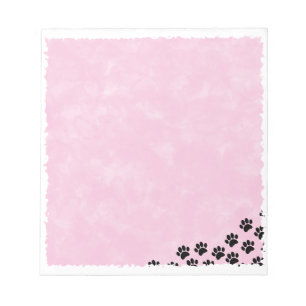Zwart Puppy Paw Prints Roze Waterverf Notitieblok