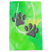 Zwart Puppy Paw Prints Waterverf Medium Cadeauzakje (Voorkant)