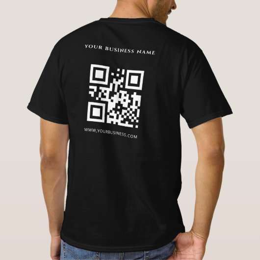 Zwart QR Code Custom en Promotie Bedrijf Logo T-shirt (Achterkant)