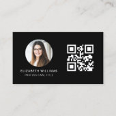 Zwart QR-code Foto Monogram Minimalistisch Visitekaartje (Voorkant)