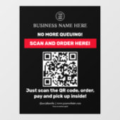 Zwart | QR Code Menuscannen Bestelvensterfolie Raamsticker (Vel)