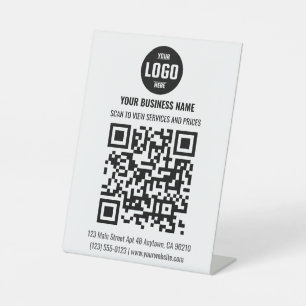Zwart QR-code zakelijk voetstukbord met logo Reclamebord Met Voetstuk
