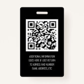 Zwart QR gecodeerde V2-dienstpas Badge (Achterkant)